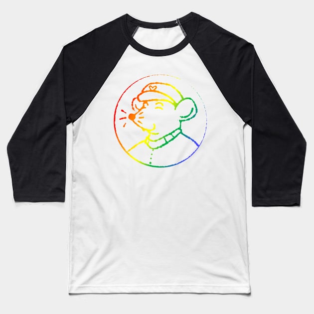 Mouse Zedong (Rainbow Version) Baseball T-Shirt by Rad Rat Studios